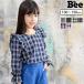 長袖トップス 韓国子供服 Bee カジュアル キッズ 女の子 ギンガムチェック フリル ギャザースリーブ リボン 秋 冬 100 110 120 130 140 150