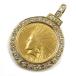 K18YG желтое золото K21.6 индеец монета 10 доллар подвеска с цепью бриллиант 3.70ct 26.9g 1913 мужской б/у 