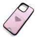 PRADA Prada safia-no кожа 15 Pro Max iPhone кейс розовый черный 1ZH181 женский б/у превосходный товар 