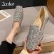  плоская обувь квадратное tu женский Kirakira ламе g Ritter 2.5cm каблук серебряный Gold бесплатная доставка 