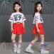  ребенок Cheer девушка костюм танцевальный костюм 2 позиций комплект Kids Cheer девушка костюм Cheer девочка zonchi- Cheer Dance форма hip-hop Dance одежда костюмированная игра Koshien 