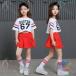  ребенок Cheer девушка костюм танцевальный костюм 2 позиций комплект Kids Cheer девушка костюм Cheer zonchi- девочка Cheer Dance форма hip-hop Dance одежда костюмированная игра Koshien 