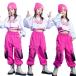  rose розовый Kids танцевальный костюм Kids танцевальный костюм ребенок hip-hop Dunk верх рубашка серебристый жевательная резинка t рубашка шаровары выставить девочка танцевальный костюм 