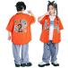  child clothes setup Kids k-pop dance costume top and bottom set peiz Lee pattern hip-hop Kids dance costume .. shirt orange Denim pants Street series 