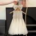 Princess One-piece для девочки ламе Princess One-piece Kids платье летняя одежда модный безрукавка One-piece симпатичный день рождения для исполнение . входить . тип . покупка 