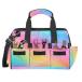 Colorful Rainbow Pattern Wide Mouth Tool Bags for Men and Women Rainbow 14.8-Inch Tool Tote Bag Pouch Heavy Duty Tool Organizer Bag with Adjustable St