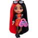 Barbie Doll, Extra Minis Doll with Red and Black Hair, Kids Toys, Flame-Print Dress and Moto Jacket, Small Doll, Clothes and Accessories¹͢
