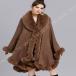  женский First -ru большой размер шаль манто пальто с капюшоном . вязаный кардиган porero пончо способ искусственный мех внешний пудинг ji одноцветный женщина 