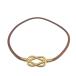  прекрасный товар Hermes atame metal кожа Brown чай Gold 2 полосный браслет короткое колье 0277 HERMES