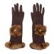  Louis Vuitton перчатки норка перчатка M74274 кашемир цветок мех Brown LOUIS VUITTON