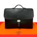 превосходный товар *F печать HERMES Hermes sakatepeshu41fiyorudo кожа натуральная кожа портфель портфель черный nj7-5