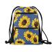 Drawstring Bag Yellow Sunflower Blue Pattern Lightweight Sring Backpack Bag