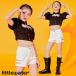  танцевальный костюм Kids Корея лето Jazz Dance Cheer девушка девушки чёрный белый короткий рукав верх шорты выставить .... hip-hop отвечающий ..HIPHOP тренировка надеты популярный 