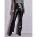  JadaToys GYDA высокий талия кнопка искусственная кожа flare pants ( черный )