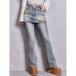  JadaToys GYDA высокий талия юбка Layered повреждение flair Denim брюки ( ice blue )