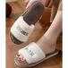  гонки женский Lace Ladiesbai цвет Logo вышивка Flat мех тапочки ( слоновая кость )
