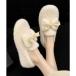  гонки женский Lace Ladies solid цвет лента имеется Flat мех салон обувь ( белый )