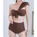  гонки женский Lace Ladies [2 позиций комплект ] one плечо кручение дизайн высокий талия бикини [ товары без возможности возврата ] ( мокка )