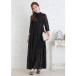  гонки женский Lace Ladies leaf узор с высоким воротником длинный One-piece * платье ( черный )