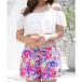  гонки женский Lace Ladies цветочный принт шорты раздельный купальный костюм ( лиловый )