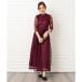  гонки женский Lace Ladies с высоким воротником 7 минут рукав общий гонки формальный длинный One-piece * платье ( wine red )
