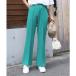  Ad tiead thie semi flare pants центральный si-m талия резина цвет кромка широкий .. женский осень-зима ( голубой зеленый )