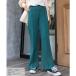  Ad tiead thie semi flare pants центральный si-m талия резина цвет кромка широкий .. женский осень-зима ( темно-зеленый )