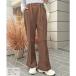  Ad tiead thie semi flare pants центральный si-m талия резина цвет кромка широкий .. женский осень-зима ( мокка )