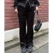  Nice Claup NICE CLAUP [continuer] выставить возможность велюр flare pants (black)