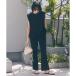UNFILO [ талия резина ] dry tricot semi flare pants ( черный )