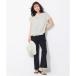 UNFILO L [ талия резина ] dry tricot semi flare pants ( черный )