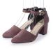  Vivienne VIVIAN коричневый n ключ каблук раздельный лодыжка ремешок туфли-лодочки ( лиловый замша )