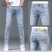  мужской обтягивающий брюки Denim брюки обтягивающие джинсы тонкий весна осень повреждение обработка стрейч низ Vintage casual модный большой размер 