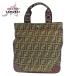  прекрасный товар FENDI Fendi Vintage Zucca рисунок Brown парусина / кожа 2454 26555 99 большая сумка ручная сумочка складной возможность 405247
