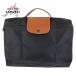  прекрасный товар Longchamp Long Champ rup задний -ju черный чёрный Brown полиэстер / кожа ручная сумочка складной сумка 407293