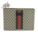  прекрасный товар GUCCI Gucci Sherry линия бежевый черный GGs шкив m парусина / кожа клатч ручная сумочка мужской 601242