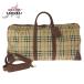  прекрасный товар BURBERRY Burberry Vintage в клетку 2way бежевый Brown Gold металлические принадлежности PVC/ кожа сумка "Boston bag" ручная сумочка 604314