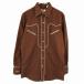 EAMOR'S длинный рукав рубашка в ковбойском стиле одноцветный передний кнопка-застежка Brown ( мужской M) б/у б/у одежда O1937