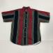 [ б/у одежда ]COLISEUMCLASSIC Y рубашка полоса короткий рукав красный темно-синий зеленый рубашка M размер 