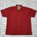 [ б/у одежда ]NORTH красный короткий рукав рубашка work shirt предприятие с вышитым логотипом L размер 