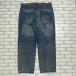  брюки багги мужской женский широкий большой размер Denim джинсы Roca Wear( Roca Wear ) повреждение обработка б/у одежда 