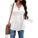 KAYWIDE Women's Casual Boho V Neck Top Loose Floral Printed Long ¹͢