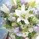 花 御供 アレンジメント ラウンド 白紫 Lサイズ 枕花 仏花 法要 四十九日 周忌 回忌 命日 お供え