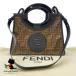  Fendi FENDIlana way shopa- Zucca рисунок 2way сумка на плечо ручная сумочка PVC покрытие campus кожа Brown × черный go-...