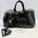  Prada PRADA как новый BN1918 kana paGM поддельный k мех чёрный черный серый портфель портфель сумка сумка довольно большой женский очарование G карта ткань пакет...