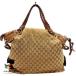  Gucci GUCCI GG парусина кожа ручная сумочка чай бренд большая вместимость ощущение роскоши модный casual путешествие бизнес командировка разряд AB сумка [ б/у ]