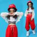  Kids танцевальный костюм hip-hop Junior девочка Parker брюки сетка бак .... длинный Корея ребенок одежда модный белый красный 