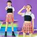  танцевальный костюм Kids девушки .... в клетку юбка рубашка чёрный Cheer Cheer девушка stage костюм выставить hiphop Корея тренировка надеты 