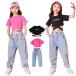  Kids танцевальный костюм hip-hop HIPHOP ребенок одежда .... джинсы Denim брюки Dance s футболка длинные брюки ребенок одежда девочка JAZZ