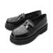 mohiMOHI Loafer толщина низ объем подошва кожа - lakope колено Loafer монета Loafer черный женский 